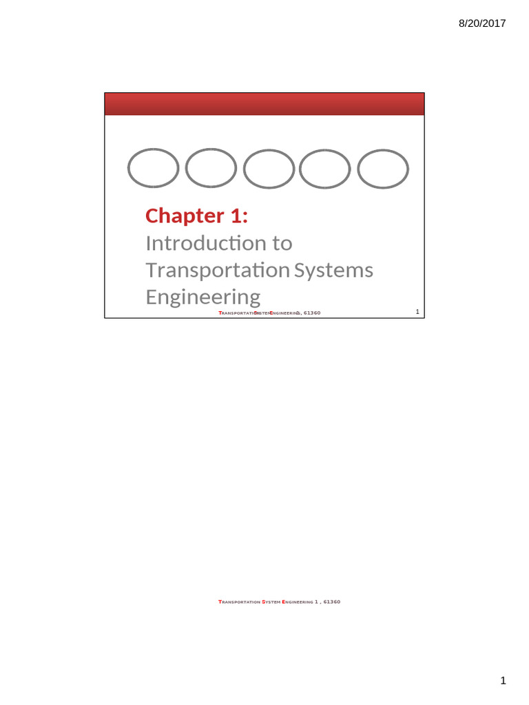 Chapter 1 Introduction To Transportation Systems Engineering | PDF