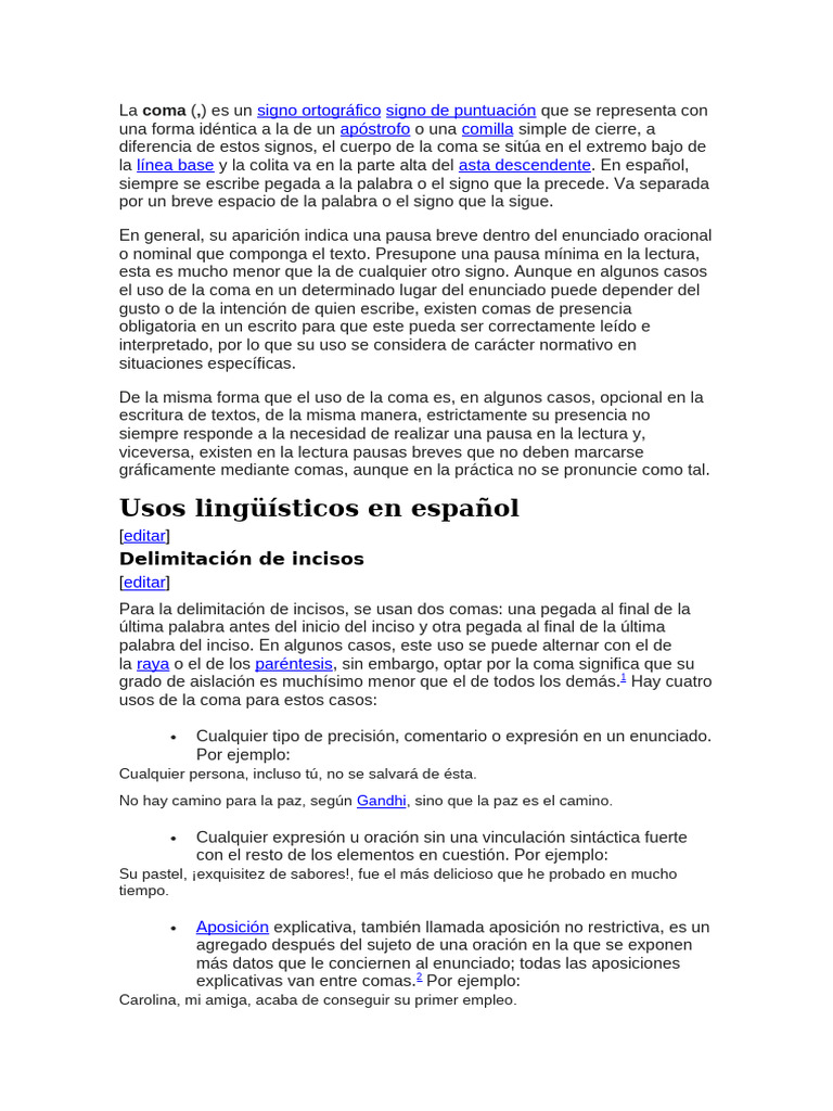 El Uso de La Coma | PDF | Coma | Artes del Lenguaje y Comunicación