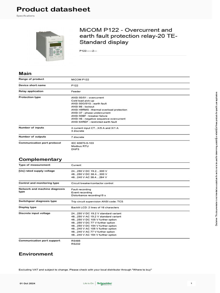 Schneider Electric - MiCOM-P120-P121-P122-P123-P125-P126-and-P127 ...
