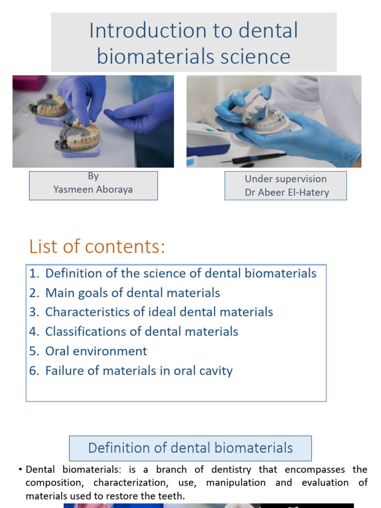 Introduction To Dental Biomaterials Science | PDF