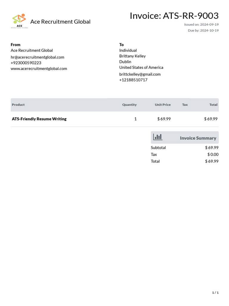 Invoice - ATS-RR-9003 | PDF