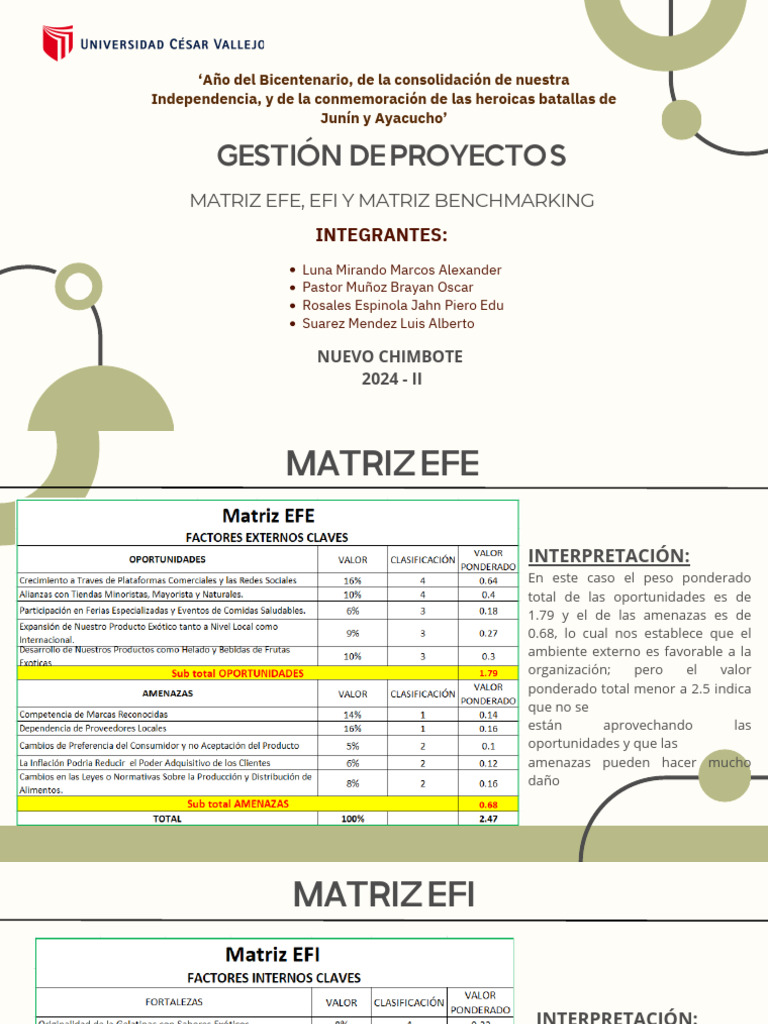Sesion N°06 - Gestion de Proyectos - Matriz Efi, Efe - Matriz ...