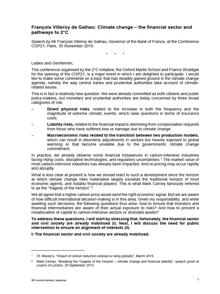 Climate Change - The Financial Sector and 2º | PDF