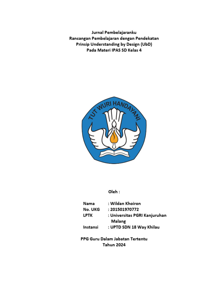 Jurnal rancangan pembelajaran dengan pendekatan prinsip understanding