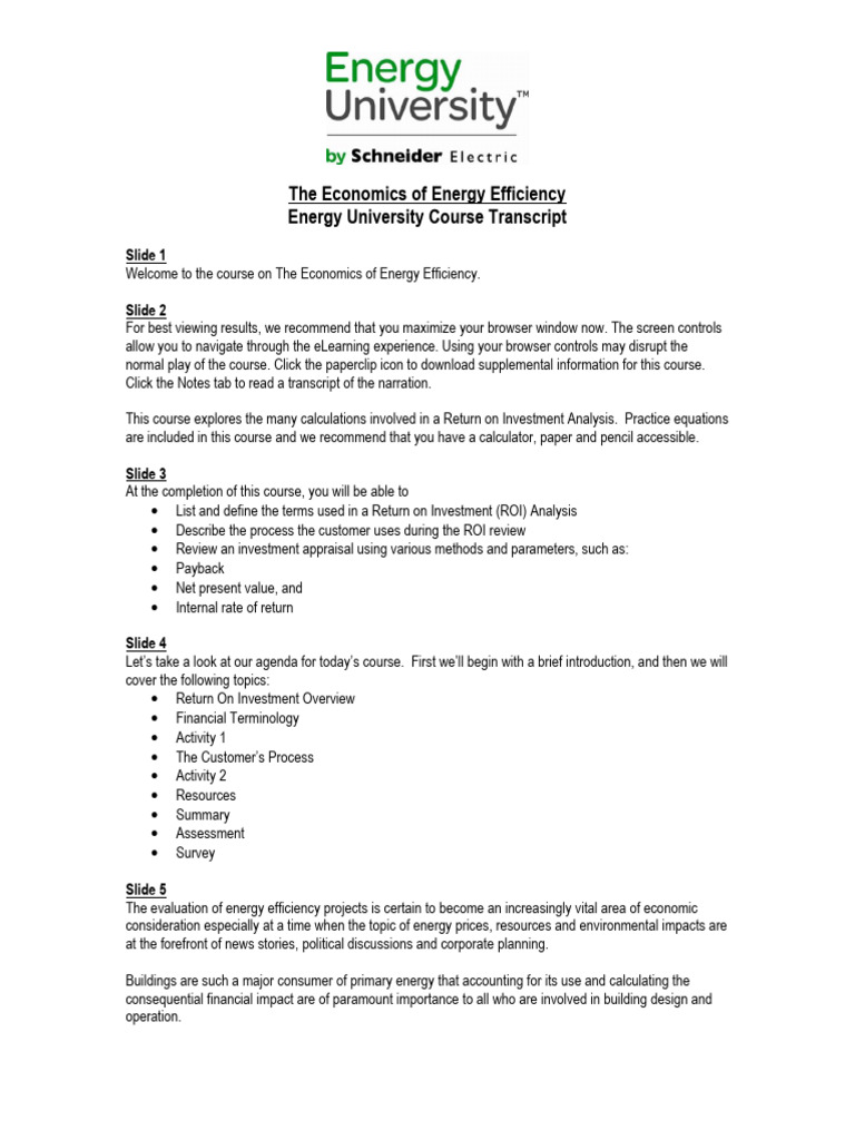 The Economics of Energy Efficiency Transcript | PDF