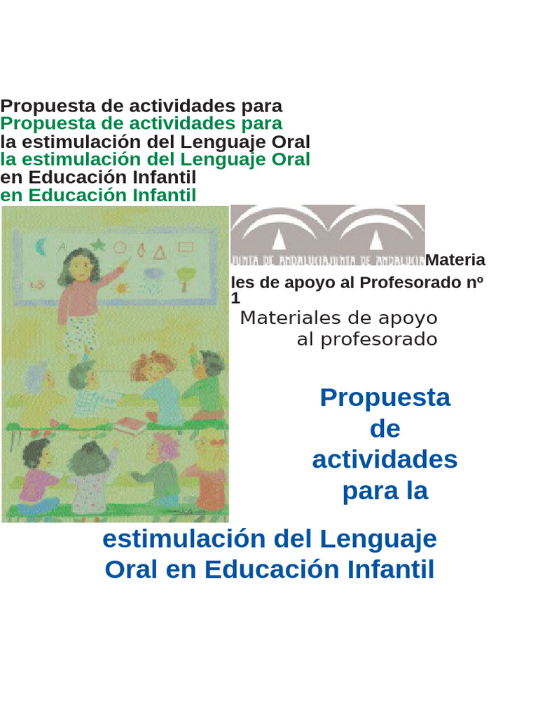 Propuesta de Actividades para La Estimulación Del Lenguaje Oral en ...