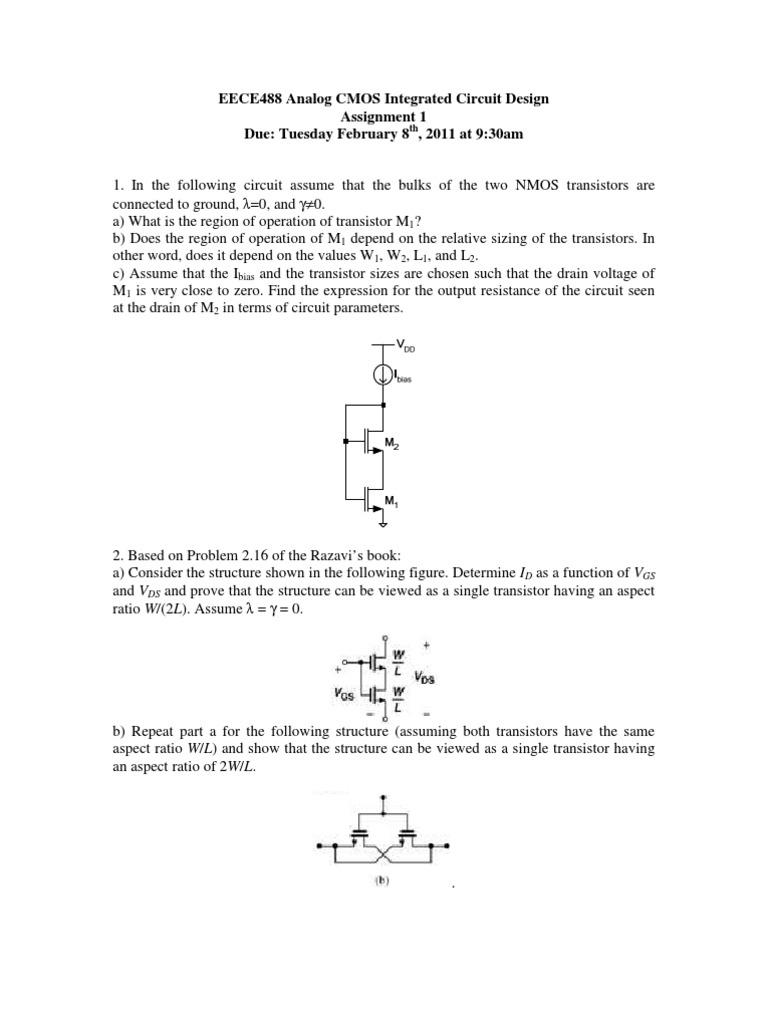 EECE488 CMOS Circuit Design Assignment | PDF