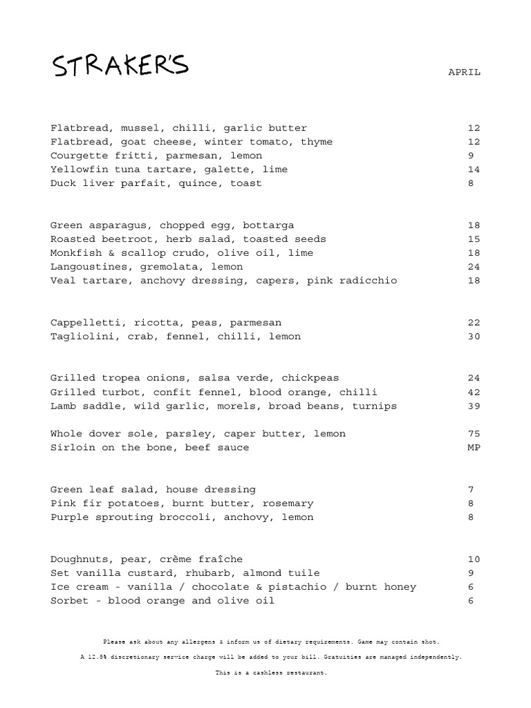 April Dinner Sample Menu | PDF