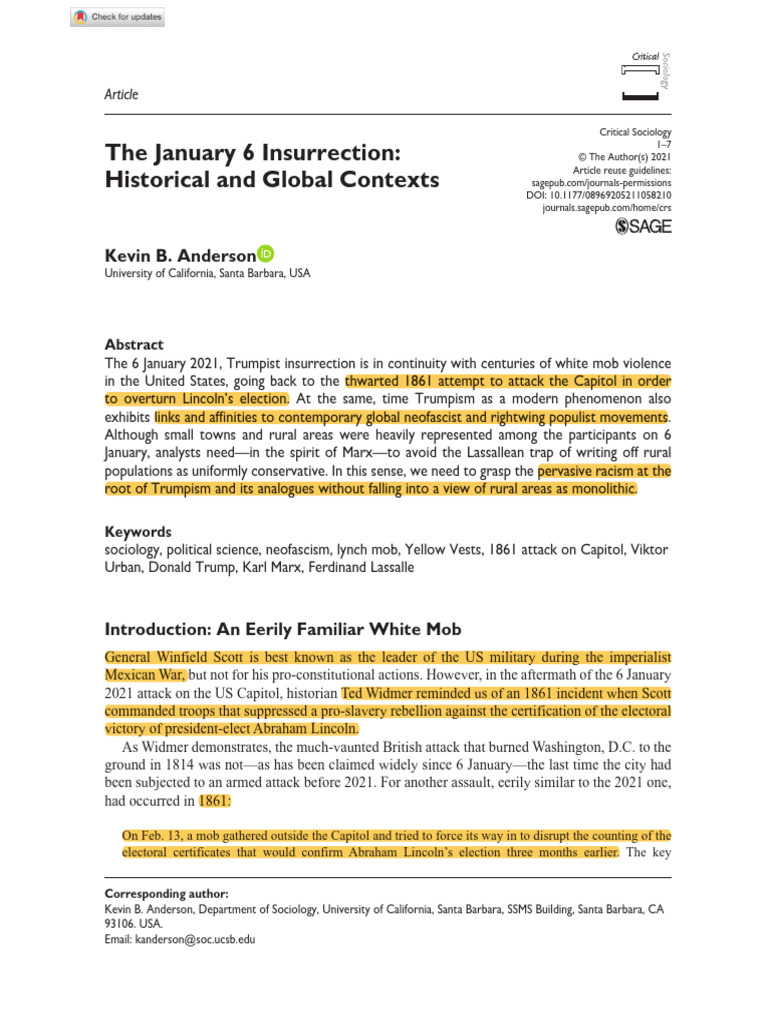 The January 6 Insurrection - Historical and Global Contexts | PDF ...