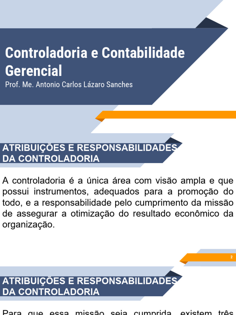 Controladoria e Contabilidade Gerencial - UN1 - Vídeo 02 | PDF