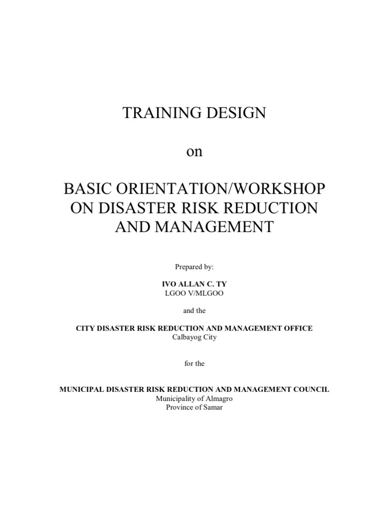 DRRM Training Design and Examples | PDF | Emergency Management ...