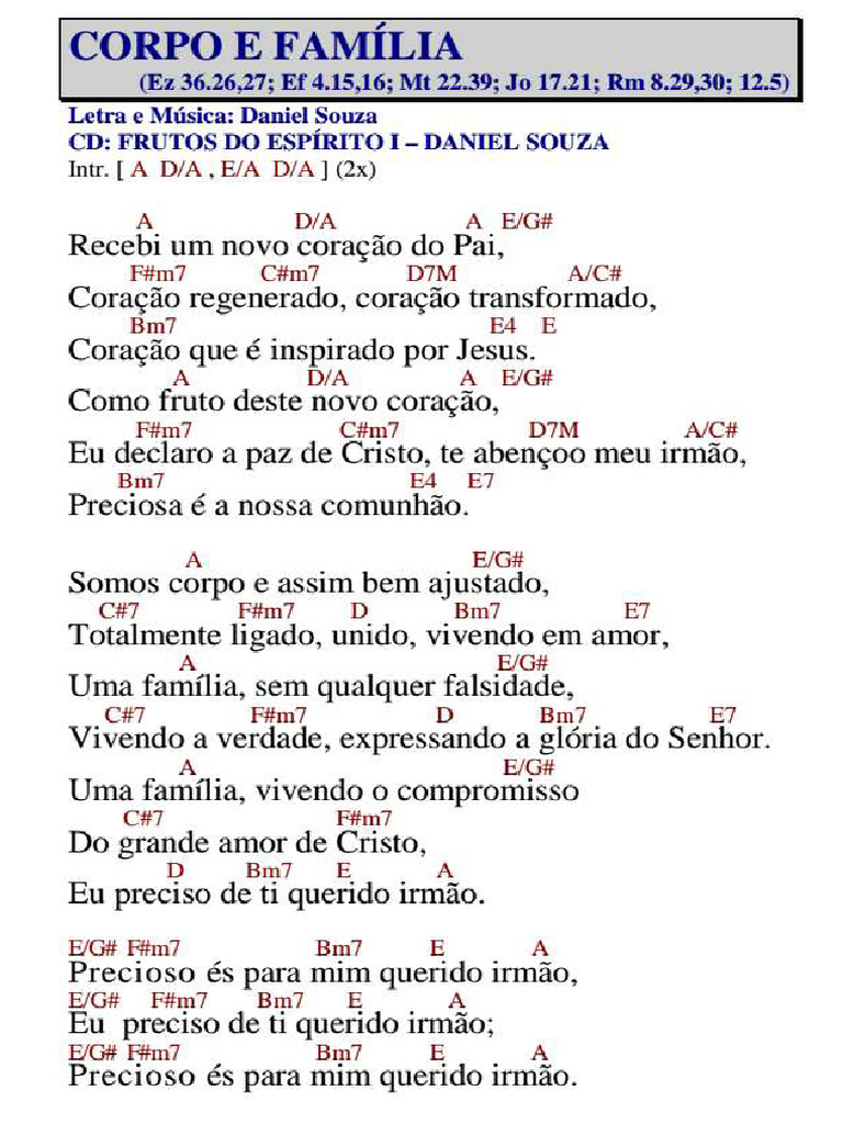 corpo e família - CIFRA | PDF