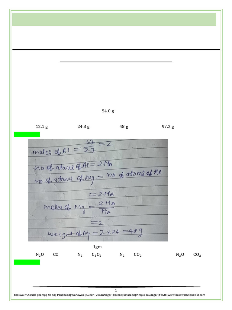 c25 Btest-1 Chemistry Paper | PDF