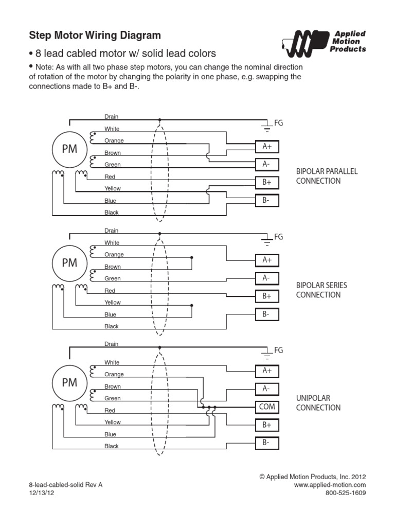 StepMotorWiring 8 Lead Cabled Solid | PDF