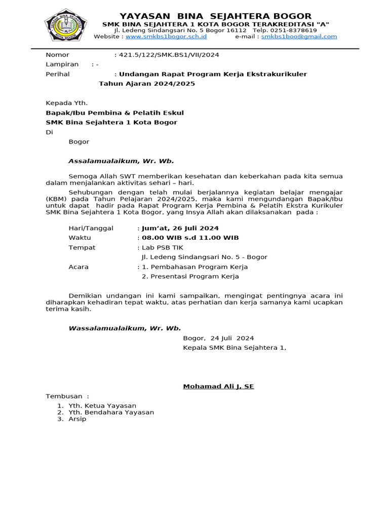 Rapat Program Kerja Eskul | PDF