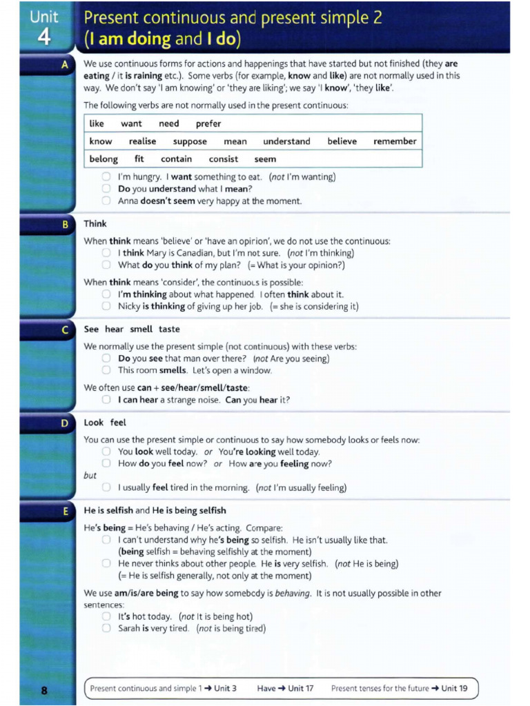 Unit 4 - Present Continuous and Present Simple 2 | PDF