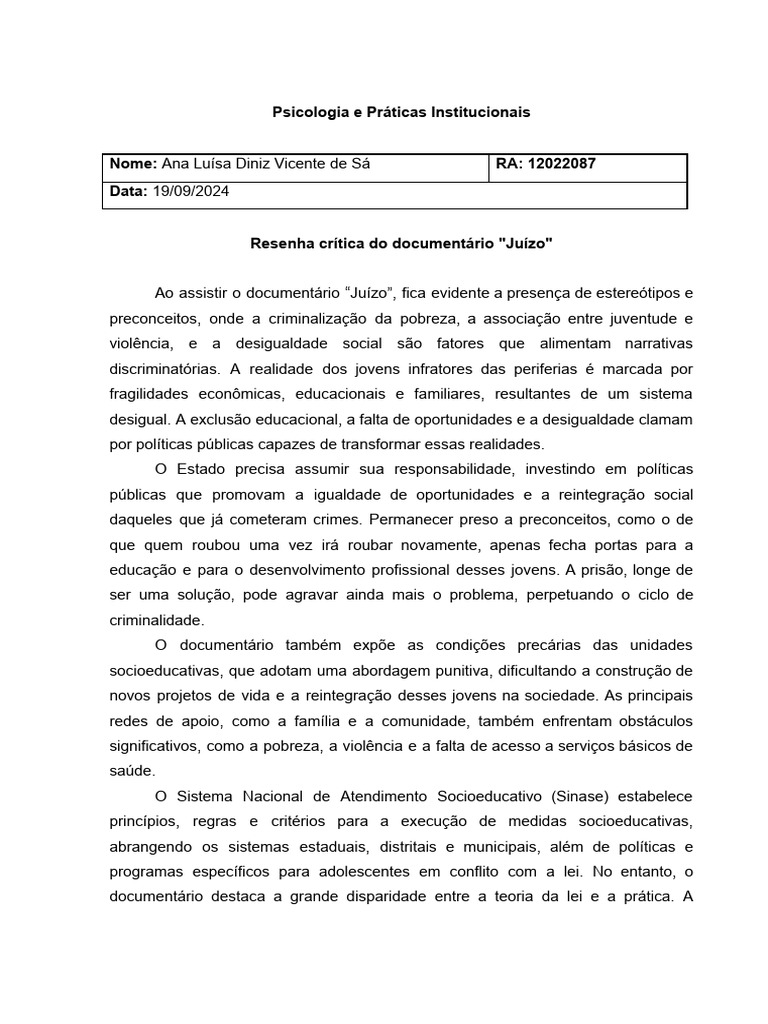 Resenha Crítica Do Documentário 