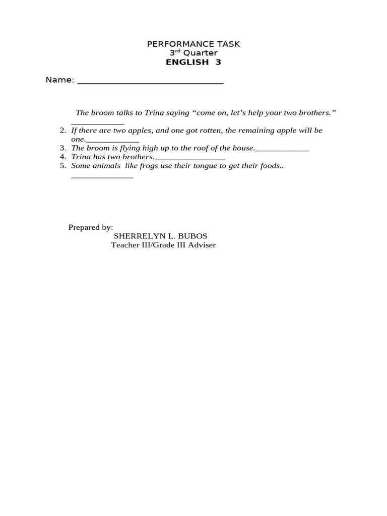 Performance Task | PDF