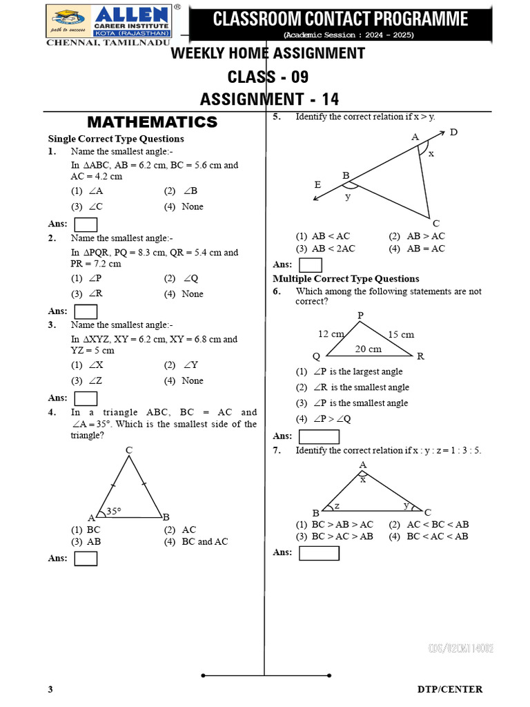 Week-14 Class-09 Home Assign Maths | PDF