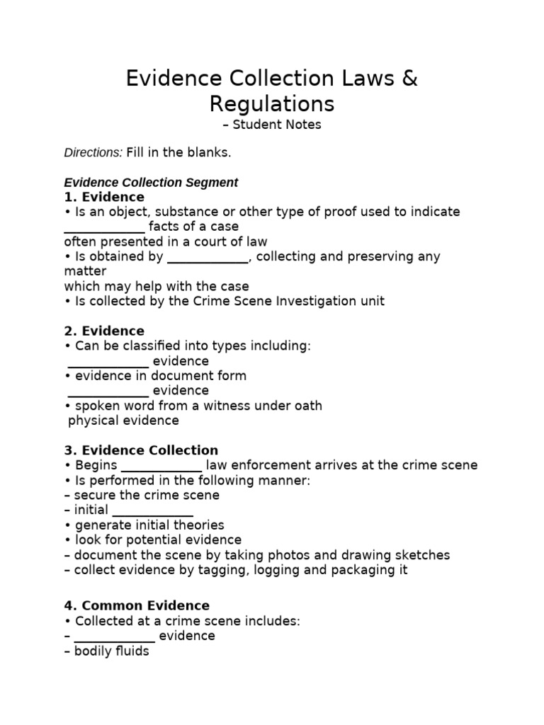 Notes-Evidence Collection Laws | PDF