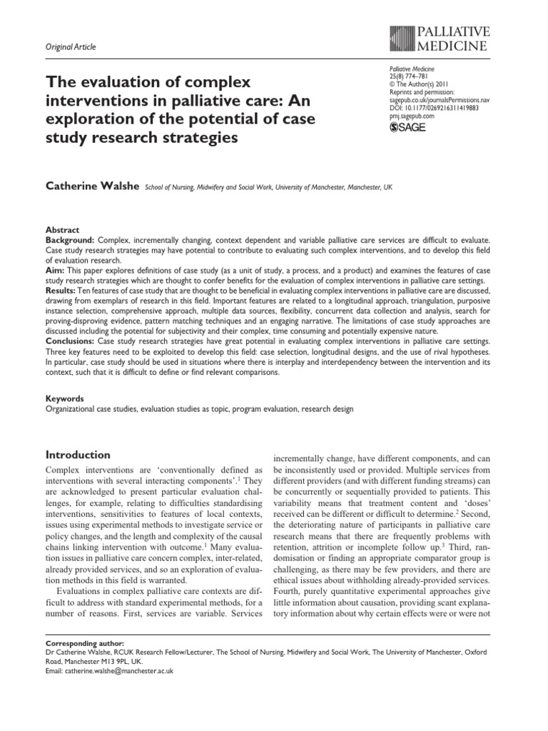 Evaluating Complex Interventions in Palliative Care | PDF | Evaluation ...