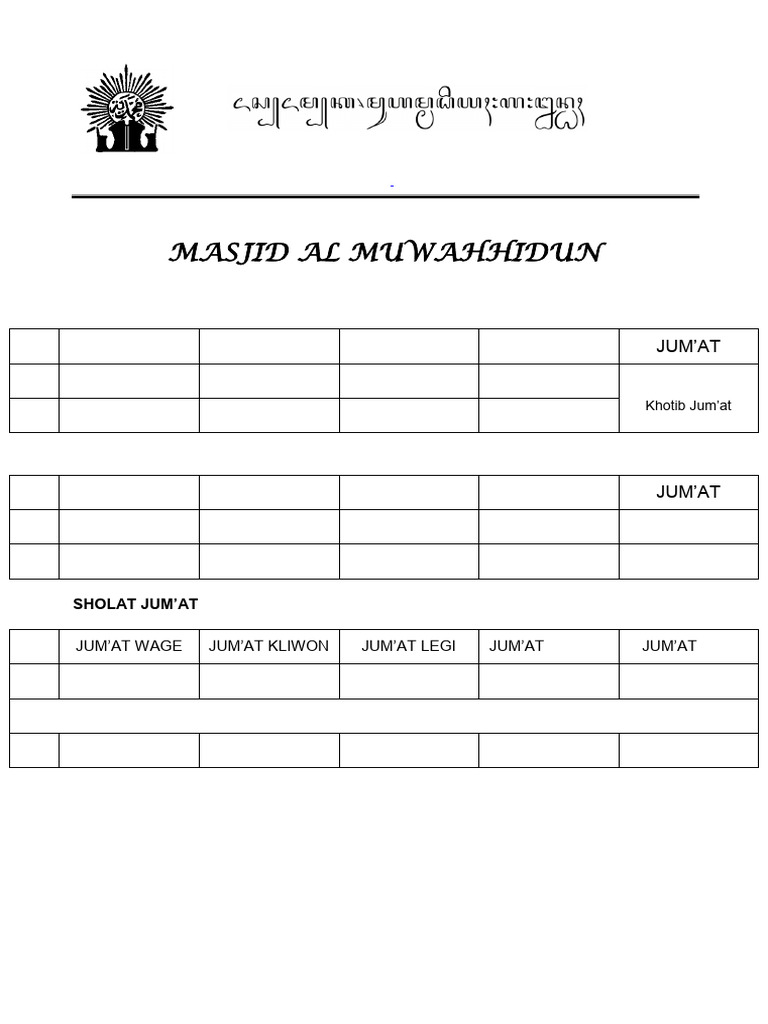 Jadwal Imam Sholat Terbaru Pdf