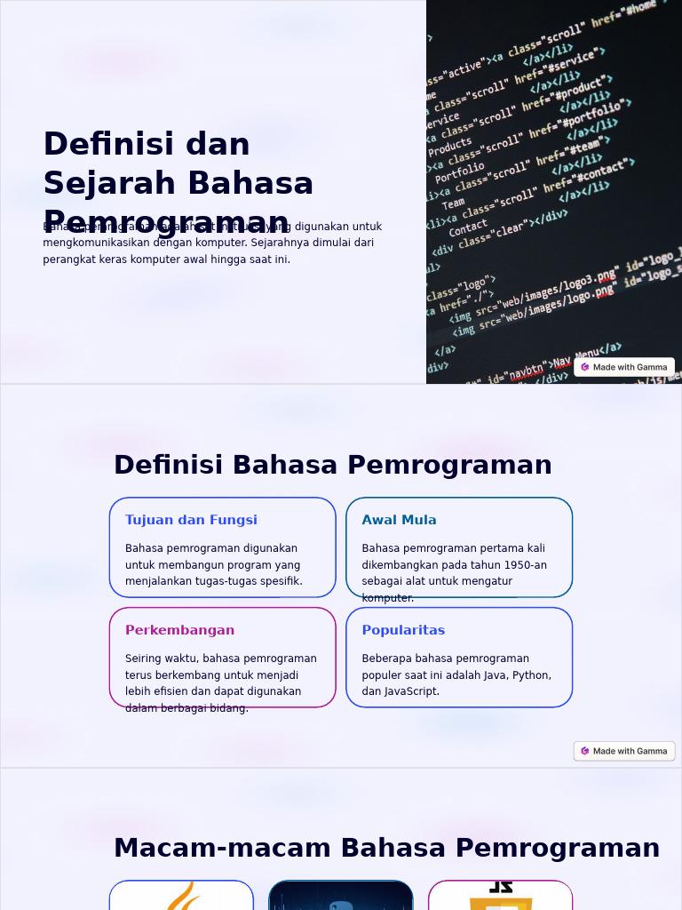 Definisi Dan Sejarah Bahasa Pemrograman | PDF
