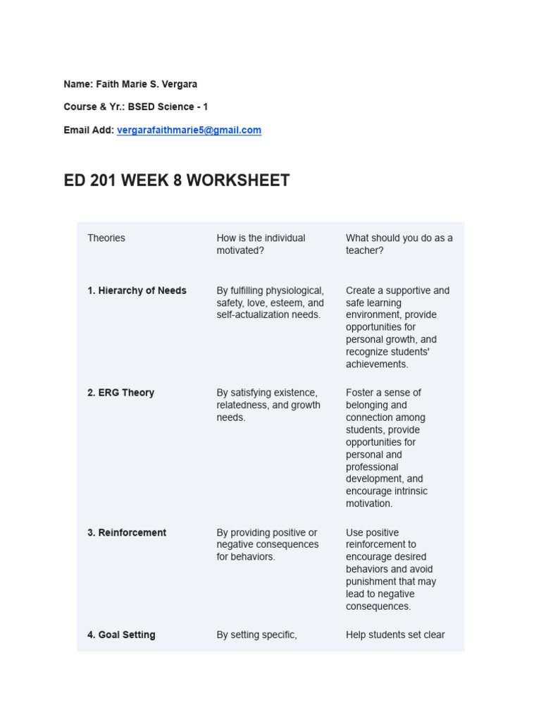 Ed 201 Week 8 Worksheet | PDF