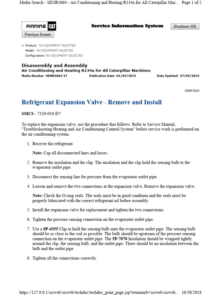 Refrigerant Expansion Valve - Remove and Install | PDF