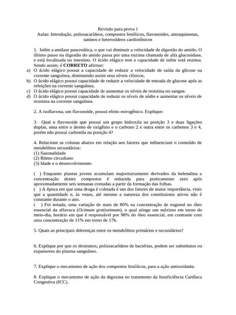 Revisão Prova 1 | PDF