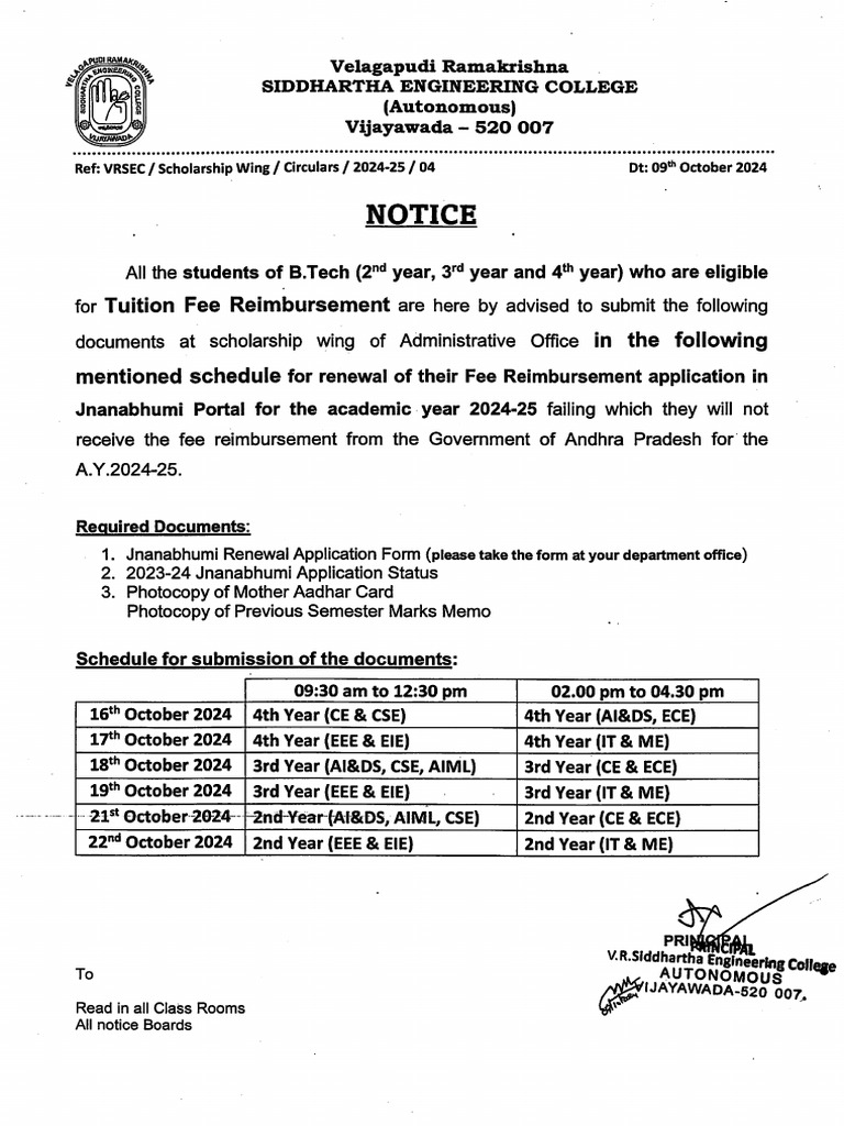 Tuition Fee Reimbursement NOTICE | PDF