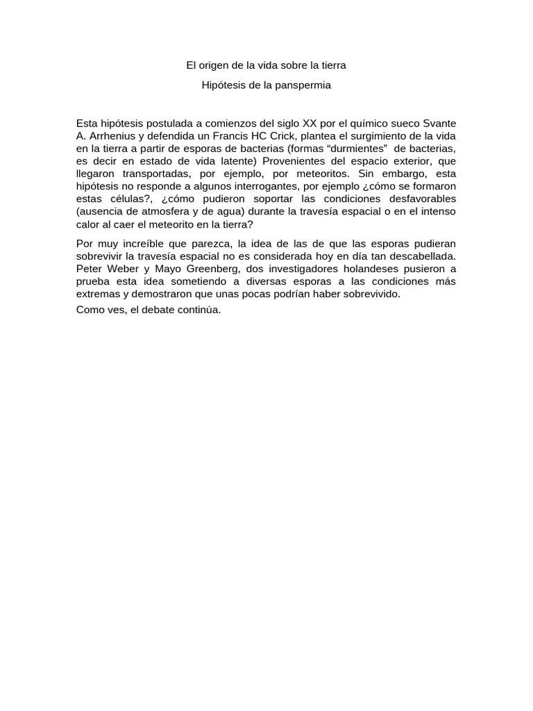 El Origen de La Vida | PDF
