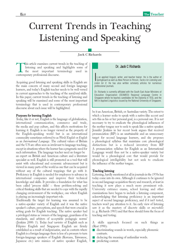 Trends in Teaching Listening & Speaking | PDF | Second Language ...