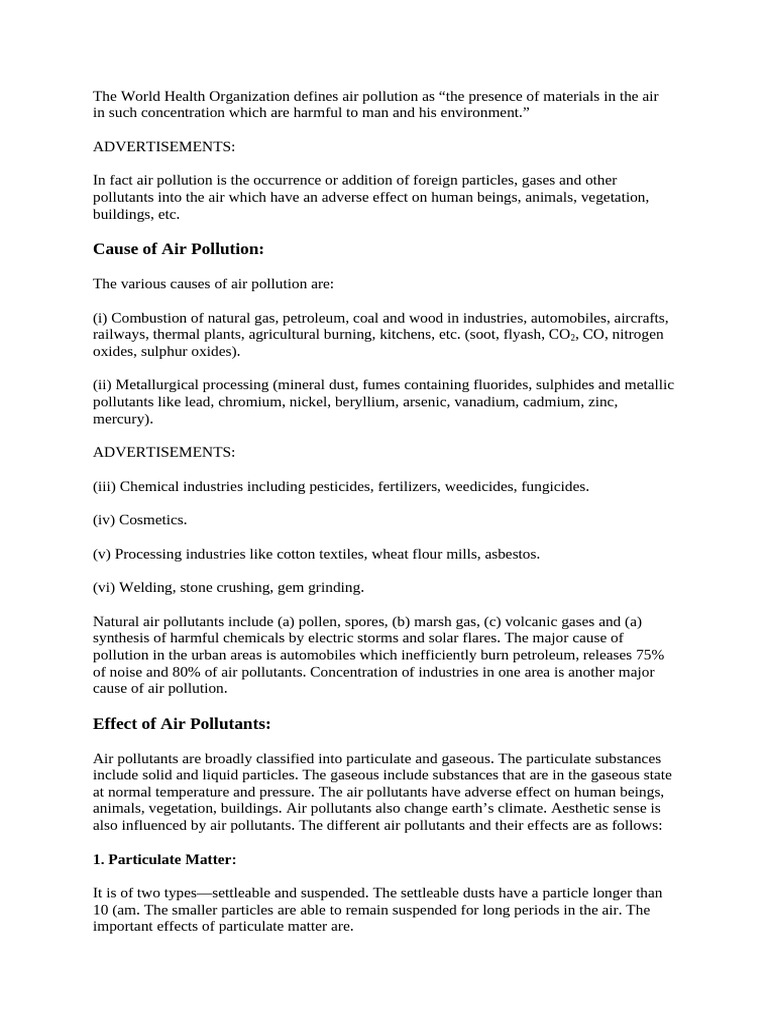Air Pollution | PDF