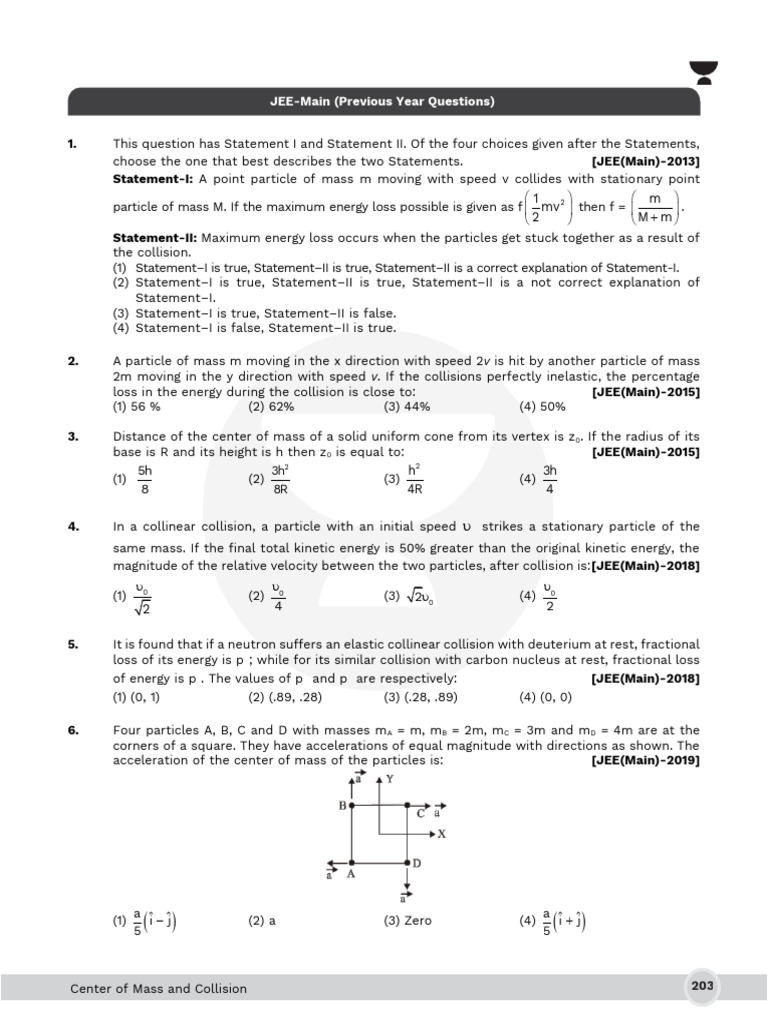 Physics - Center of Mass and Collision | PDF