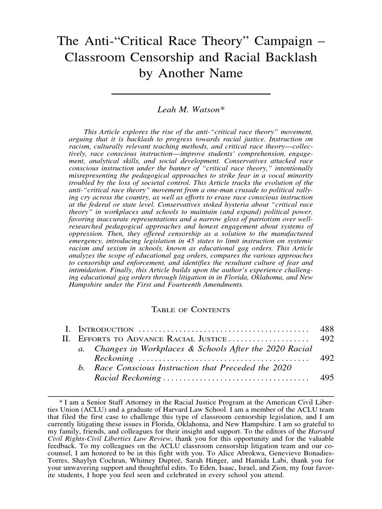 Anti-Critical Race Theory Censorship | PDF | Critical Race Theory | Racism