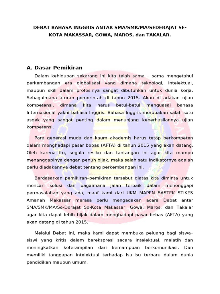 Debat Bahasa Inggris Antar Sma Pdf