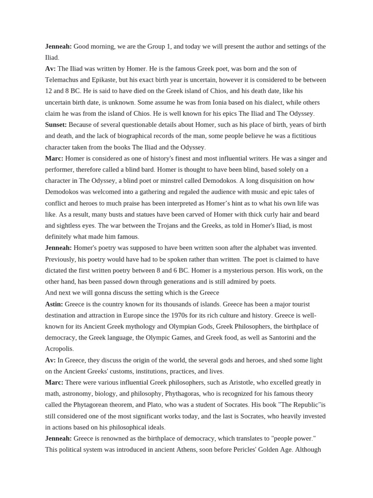 Group 1 Script | PDF