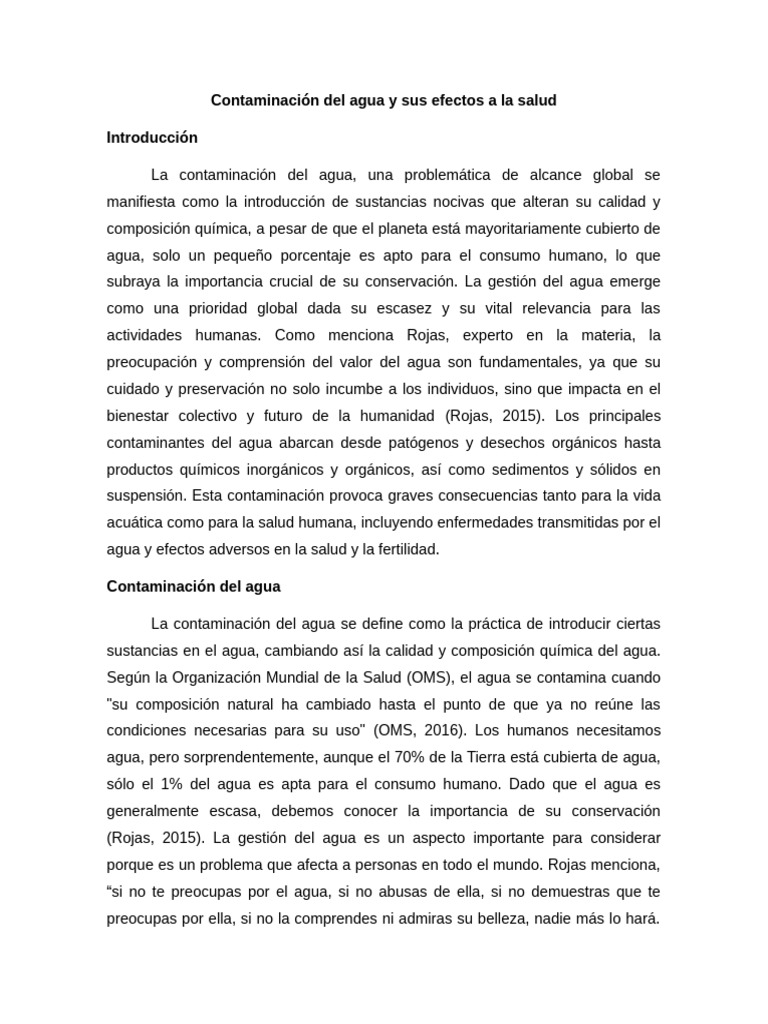 Contaminación Del Agua y Sus Efectos A La Salud | PDF | Agua | Ciencia ...