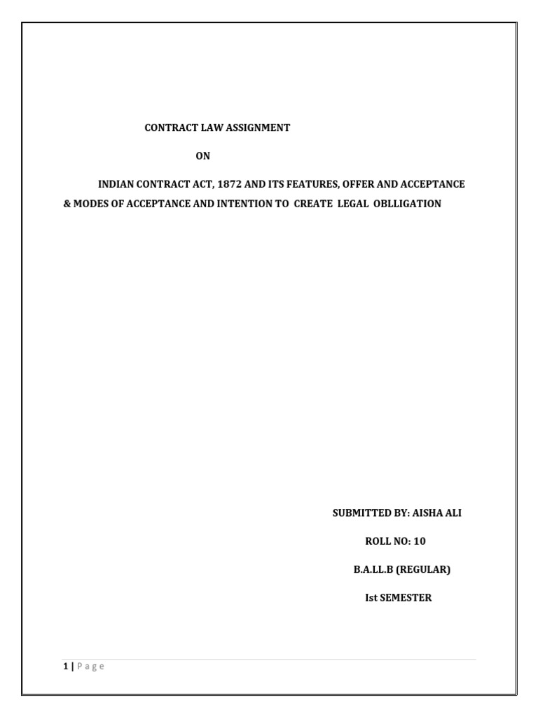 Contract Law Assignment | PDF