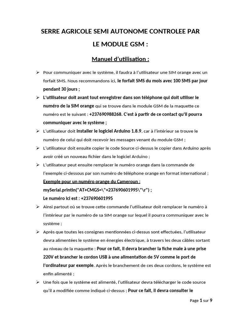 Manuel D'utilisation | PDF