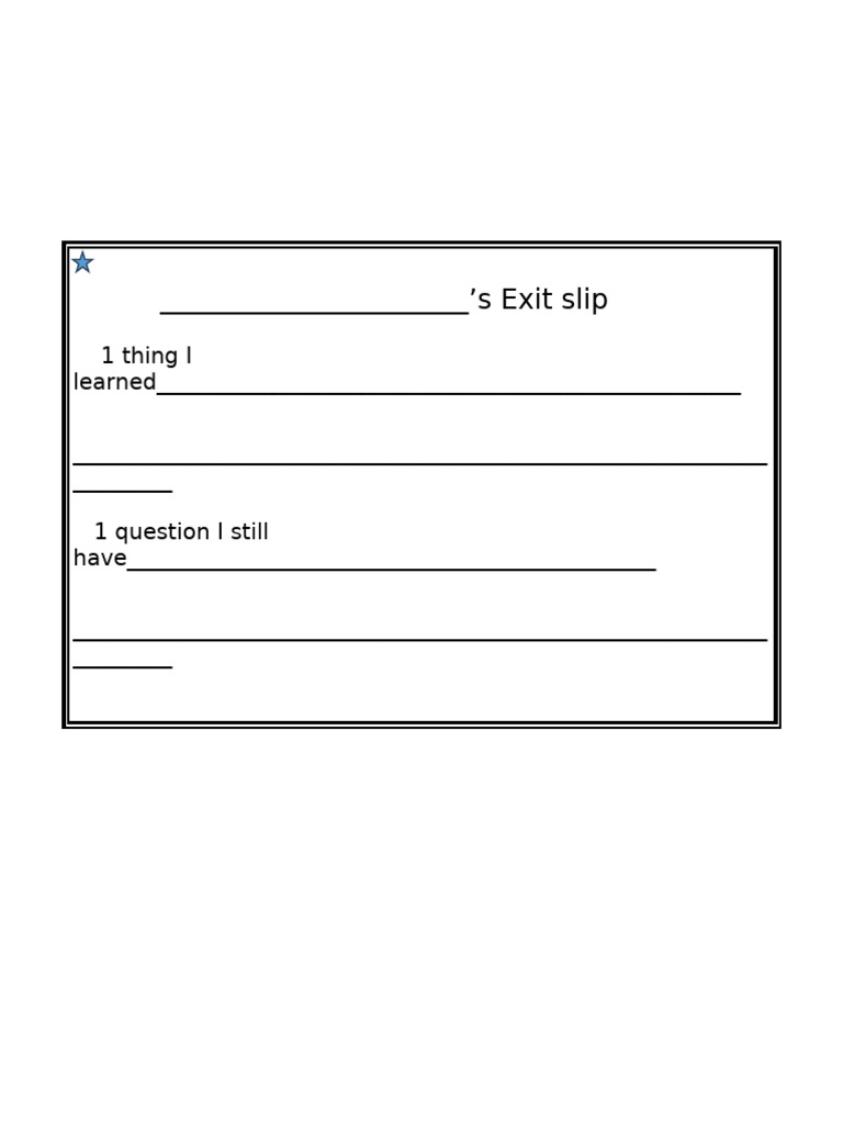 Exit Slips Pdf: Free Printable Exit Tickets – MPUD