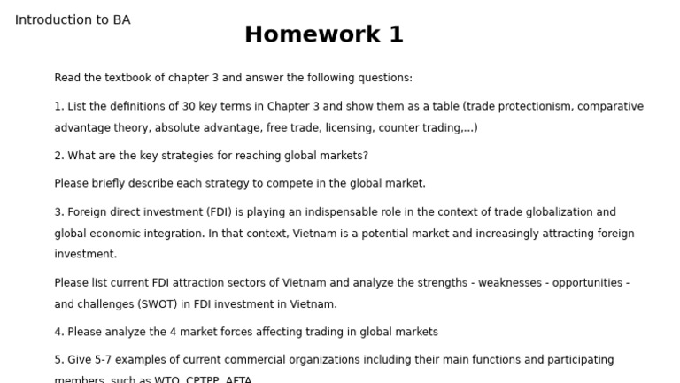 Intro To BA - Homework 1 | PDF