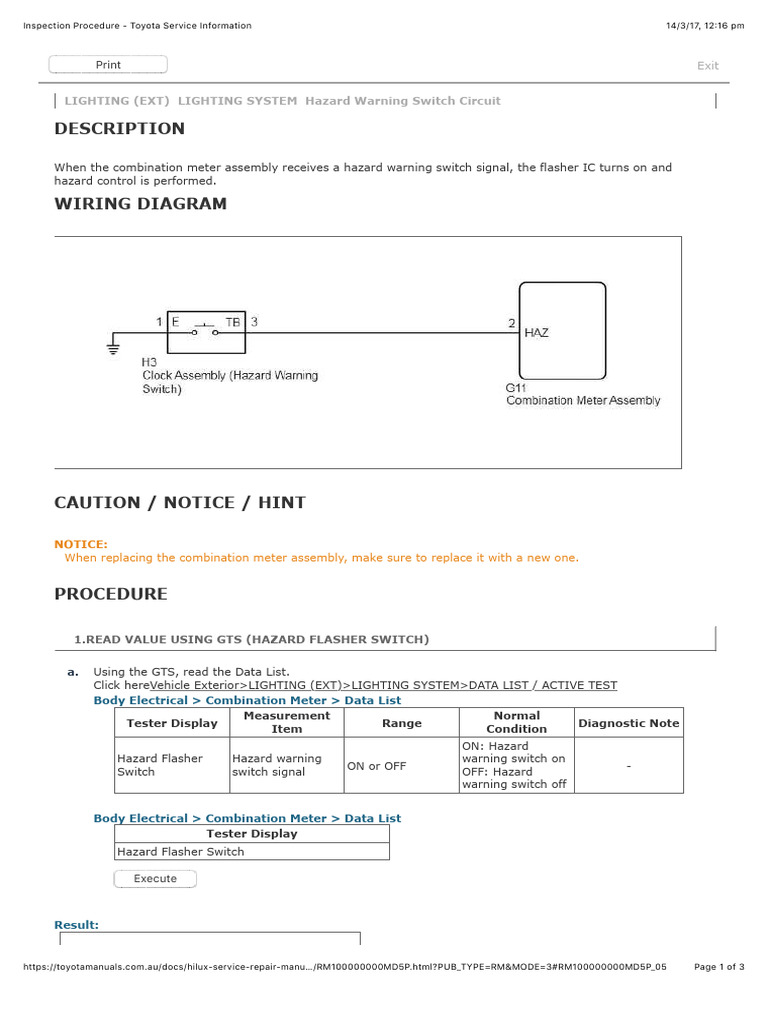 Hazard Warning Switch Circuit PDF