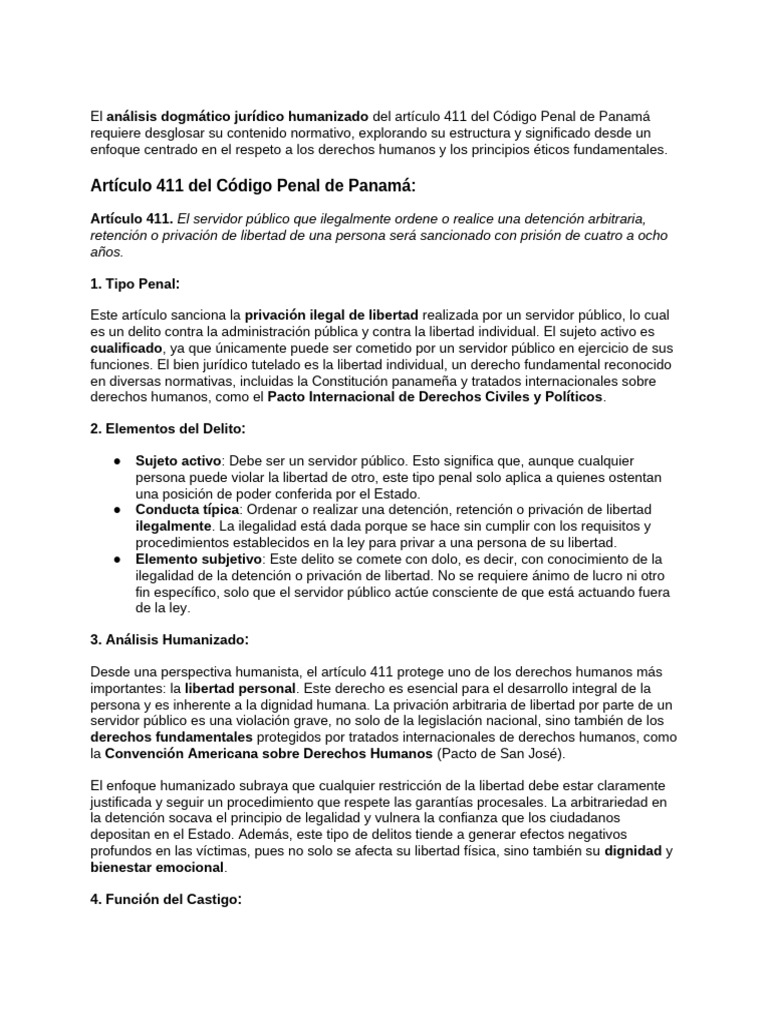 El análisis dogmático jurídico humanizado del artículo 411 del Código ...