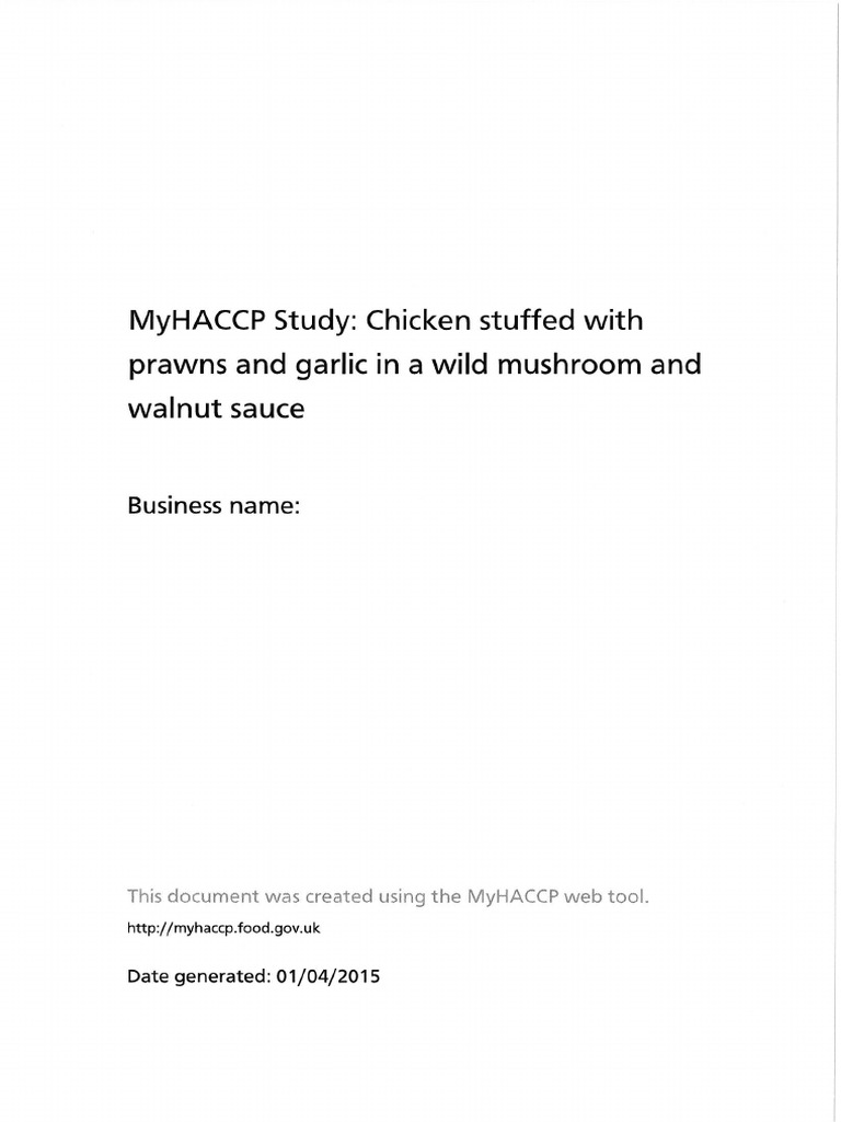 Haccp Study-Chicken-Example | PDF