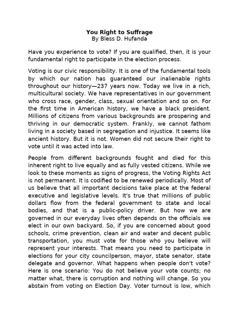 Your Right To Suffrage | PDF