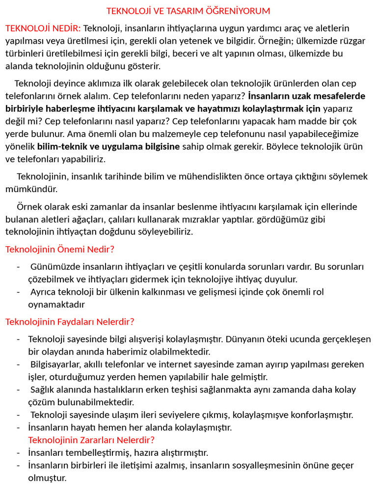 Teknoloji̇ Tasarim 1 | PDF