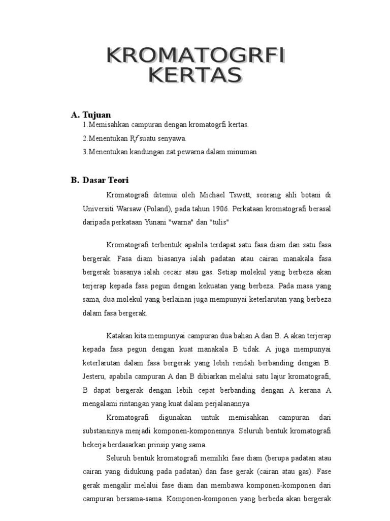 Laporan Kromatografi Kertas