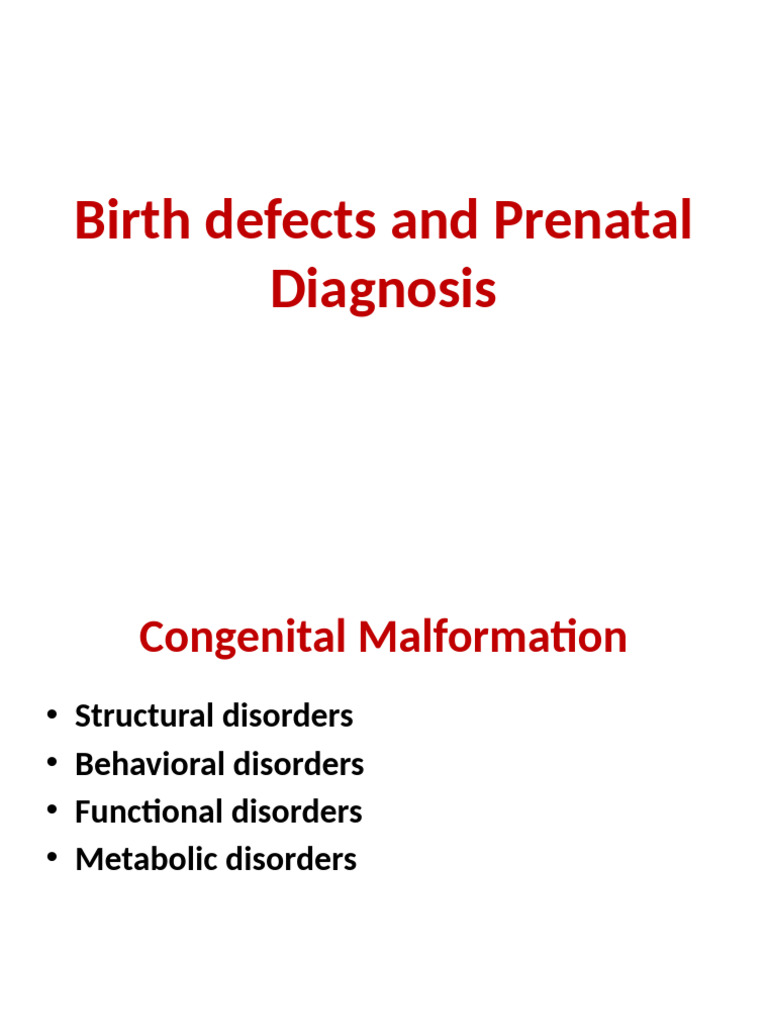 Dev. Birth Defects and Prenatal Diagnosis | PDF